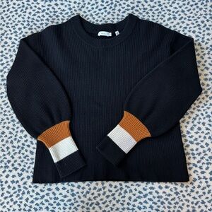 Black Sweater with Color Block Cuffs
